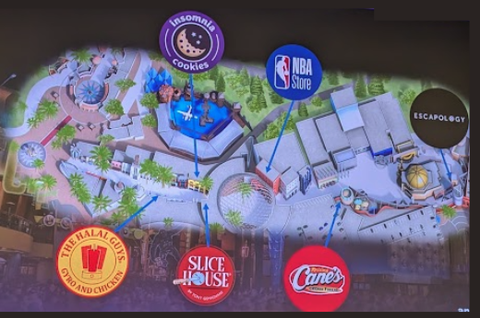 Map of dining and shops at Universal CityWalk Hollywood