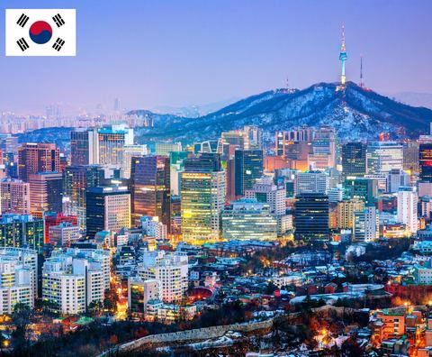 Seoul skyline and N Seoul Tower at dusk